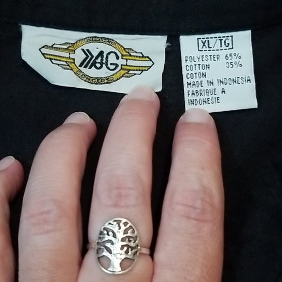 Mens black long sleeve button up shirt with collar and pockets XL - Picture 8 of 10